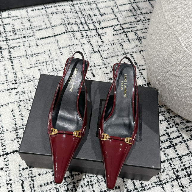 SL CARINE SLINGBACKS PUMP 45 BERRY CALFSKIN