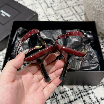 SL CARINE SLINGBACKS PUMP 45 BERRY CALFSKIN