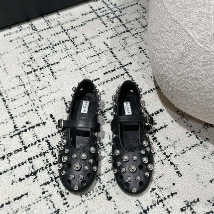 ALAIA PEARL MARY JANE SHOES IN BLACK LAMBSKIN