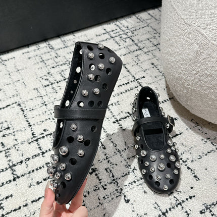 ALAIA PEARL MARY JANE SHOES IN BLACK LAMBSKIN