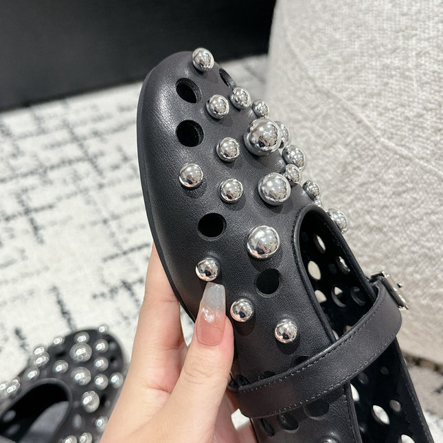 ALAIA PEARL MARY JANE SHOES IN BLACK LAMBSKIN