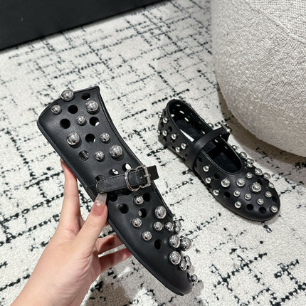 ALAIA PEARL MARY JANE SHOES IN BLACK LAMBSKIN