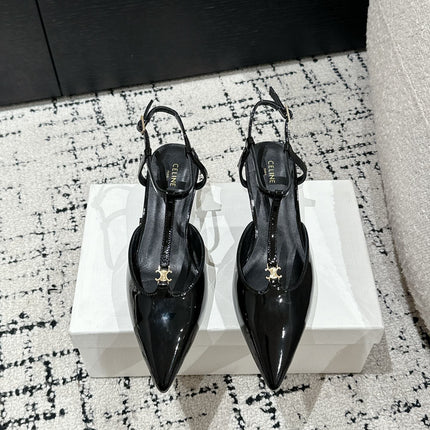 KITTEN T-BAR STRAP PUMP 5 CM IN BLACK PATENT CALFSKIN