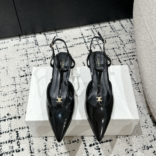 KITTEN T-BAR STRAP PUMP 5 CM IN BLACK PATENT CALFSKIN