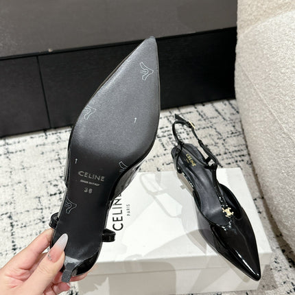 KITTEN T-BAR STRAP PUMP 5 CM IN BLACK PATENT CALFSKIN