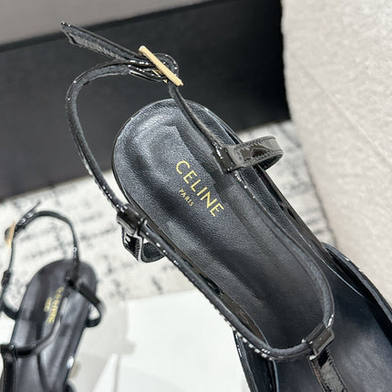 KITTEN T-BAR STRAP PUMP 5 CM IN BLACK PATENT CALFSKIN