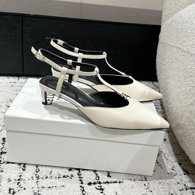 KITTEN T-BAR STRAP PUMP 5 CM IN WHITE PATENT CALFSKIN