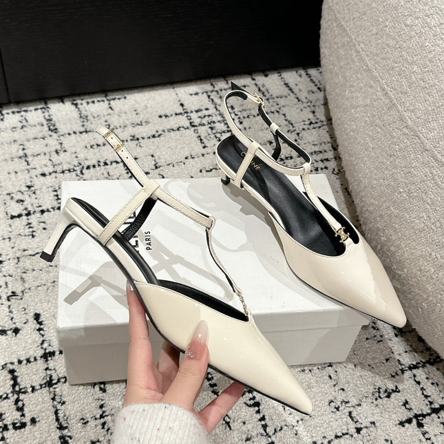 KITTEN T-BAR STRAP PUMP 5 CM IN WHITE PATENT CALFSKIN