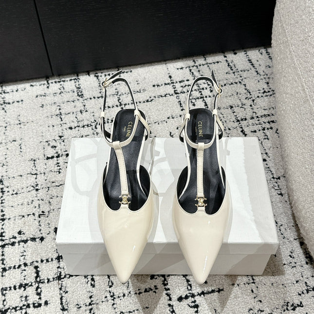 KITTEN T-BAR STRAP PUMP 5 CM IN WHITE PATENT CALFSKIN