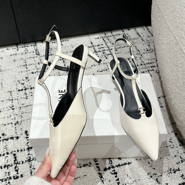 KITTEN T-BAR STRAP PUMP 5 CM IN WHITE PATENT CALFSKIN