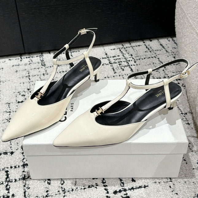 KITTEN T-BAR STRAP PUMP 5 CM IN WHITE PATENT CALFSKIN