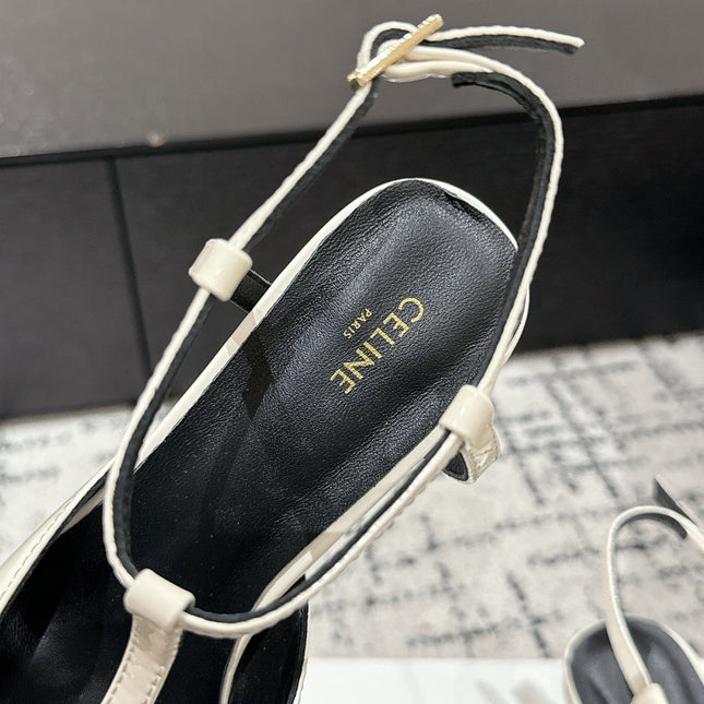 KITTEN T-BAR STRAP PUMP 5 CM IN WHITE PATENT CALFSKIN