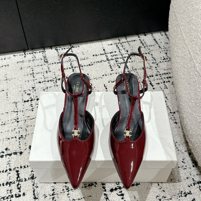 KITTEN T-BAR STRAP PUMP 5 CM IN RUBY RED PATENT CALFSKIN