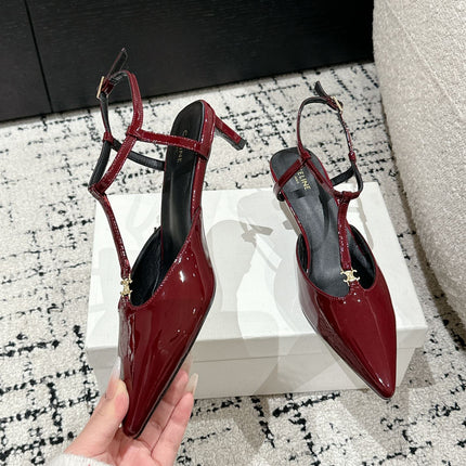KITTEN T-BAR STRAP PUMP 5 CM IN RUBY RED PATENT CALFSKIN