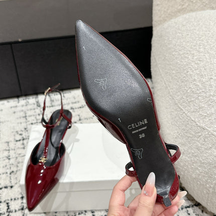 KITTEN T-BAR STRAP PUMP 5 CM IN RUBY RED PATENT CALFSKIN