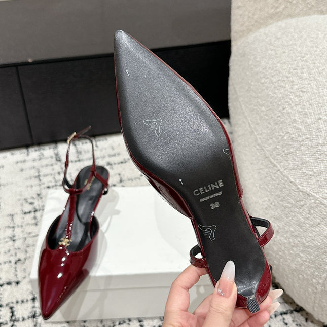 KITTEN T-BAR STRAP PUMP 5 CM IN RUBY RED PATENT CALFSKIN