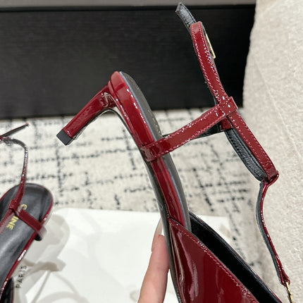 KITTEN T-BAR STRAP PUMP 5 CM IN RUBY RED PATENT CALFSKIN
