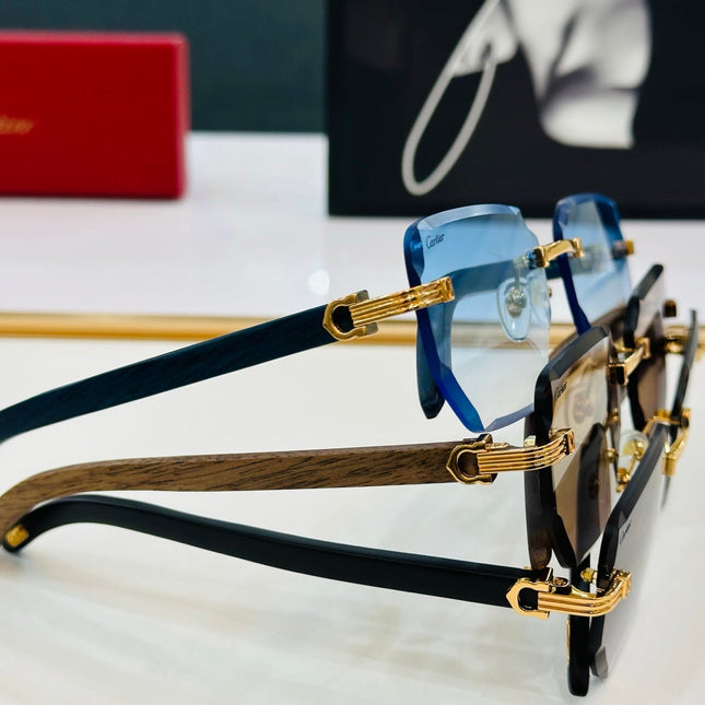 PREMIÈRE RECTANGULAR FRAME SUNGLASSES CT0620S IN METAL AND WOODEN