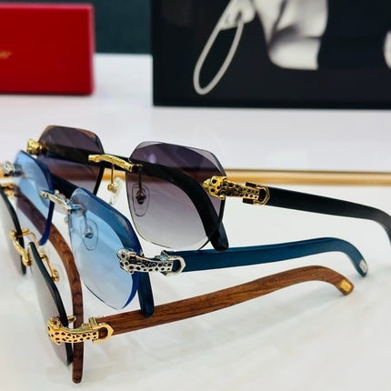 PANTHÈRE RIMLESS OVAL FRAME SUNGLASSES  543637 IN METAL