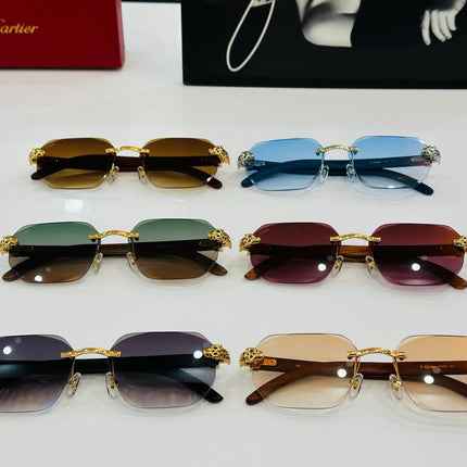 PANTHÈRE RIMLESS OVAL FRAME SUNGLASSES  543637 IN METAL