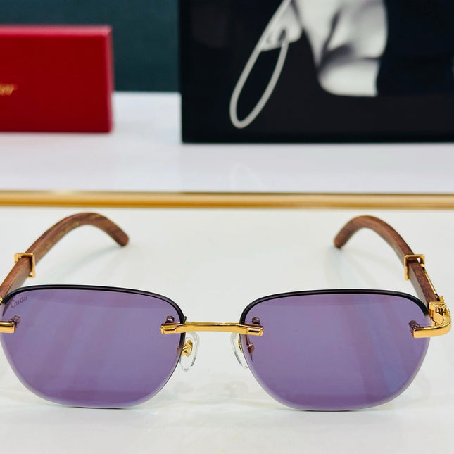 C DE RIMLESS SQUARE FRAME SUNGLASSES CT0605S IN METAL AND WOODEN