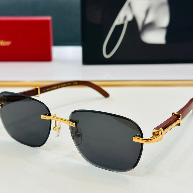 C DE RIMLESS SQUARE FRAME SUNGLASSES CT0605S IN METAL AND WOODEN