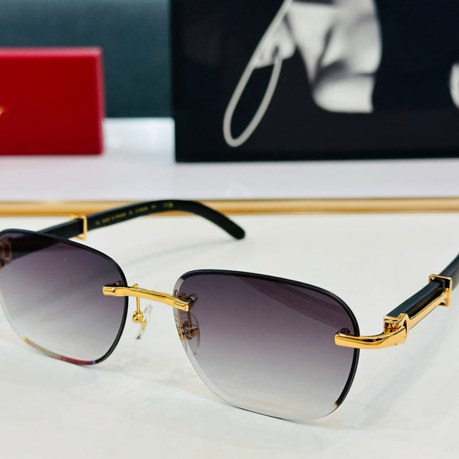 C DE RIMLESS SQUARE FRAME SUNGLASSES CT0605S IN METAL AND WOODEN