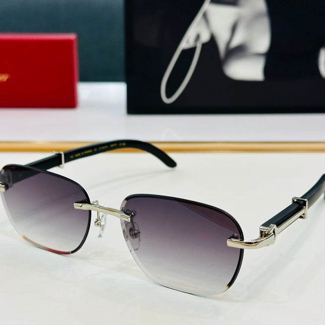 C DE RIMLESS SQUARE FRAME SUNGLASSES CT0605S IN METAL AND WOODEN