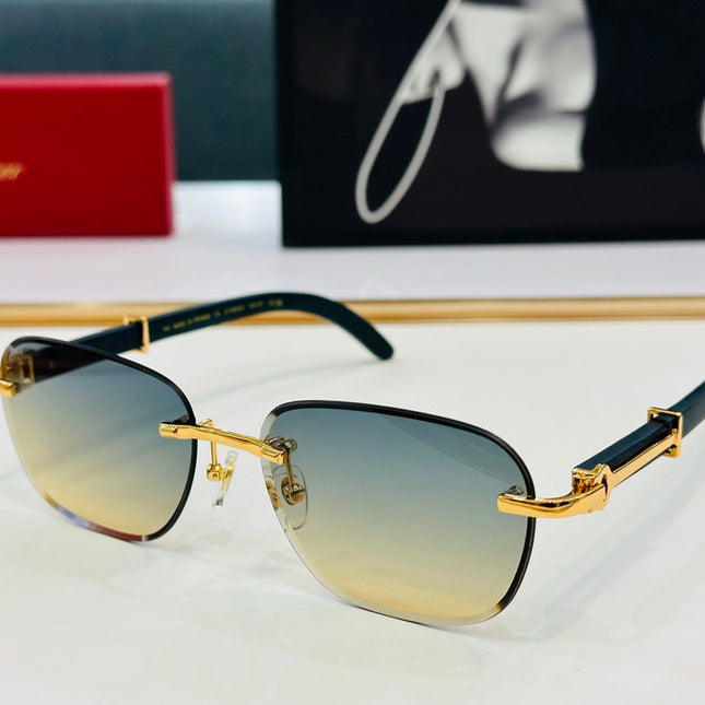 C DE RIMLESS SQUARE FRAME SUNGLASSES CT0605S IN METAL AND WOODEN