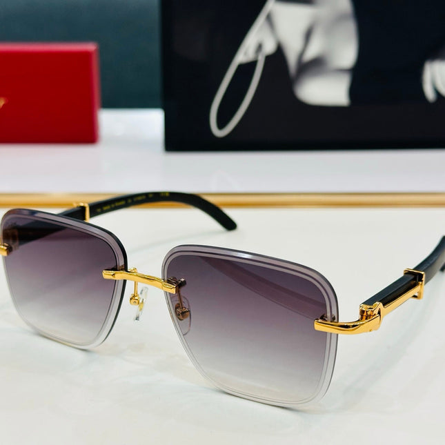 C DE RIMLESS RECTANGULAR FRAME SUNGLASSES CT0607S IN METAL AND WOODEN