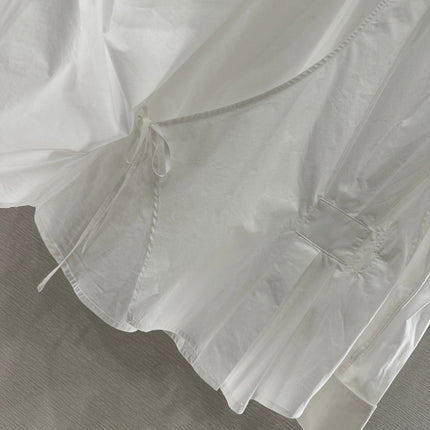 LOEWE WHITE LONG SLEEVE SHIRT WITH PLEATED WAIST