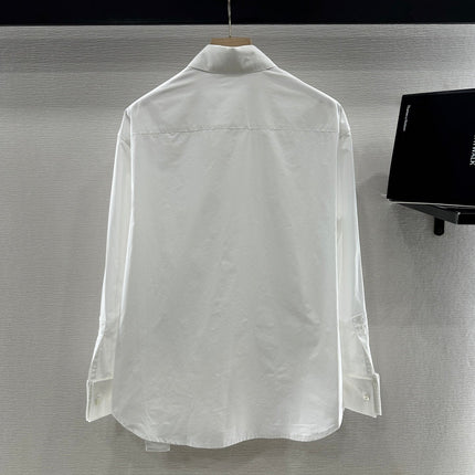 LOEWE WHITE LONG SLEEVE SHIRT WITH PLEATED WAIST