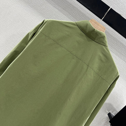 LOEWE GREEN LONG SLEEVE SHIRT WITH PLEATED WAIST
