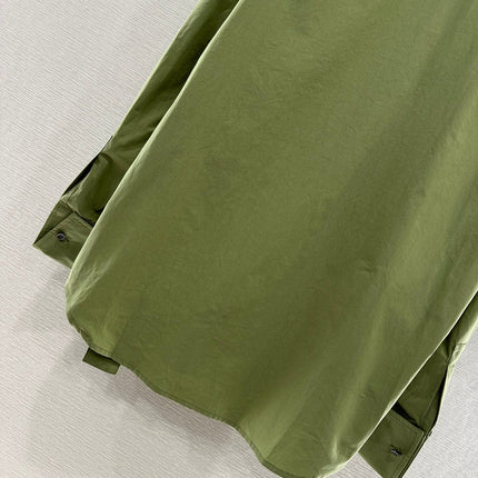 LOEWE GREEN LONG SLEEVE SHIRT WITH PLEATED WAIST