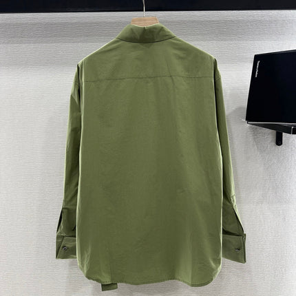 LOEWE GREEN LONG SLEEVE SHIRT WITH PLEATED WAIST