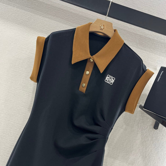 SHORT-SLEEVE COLLAR DRESS 25S IN COTTON 265670