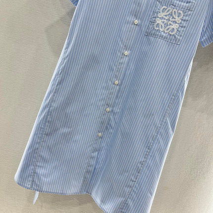 BELTED STRIPED EMBROIDERED DRESS 25S IN COTTON 265664