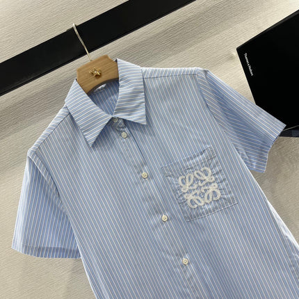 BELTED STRIPED EMBROIDERED DRESS 25S IN COTTON 265664