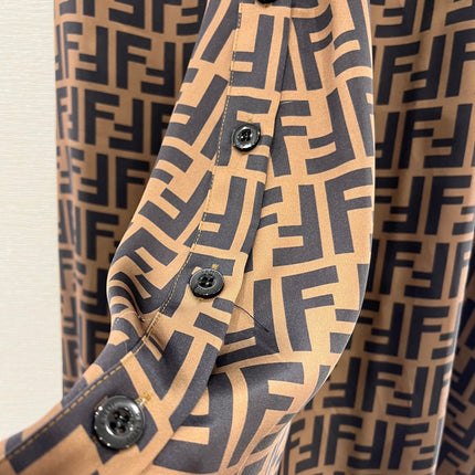 FENDI SLEEVELESS DRESS WITH BELT IN BROWN AND BLACK