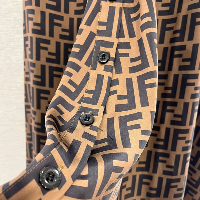 FENDI SLEEVELESS DRESS WITH BELT IN BROWN AND BLACK