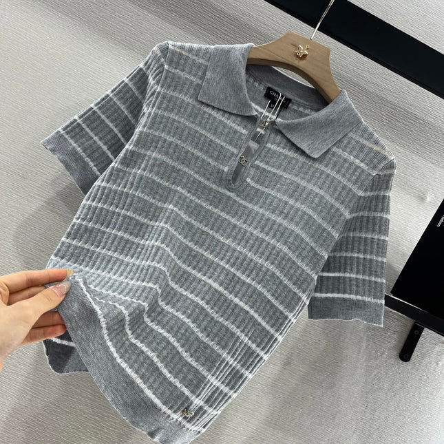 CHANEL SHORT SLEEVE KNIT TOP