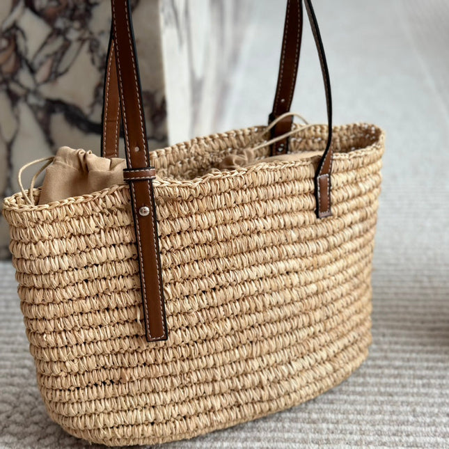 LOE 27 SUMMER WOVEN BASKET IN NATURAL RAFFIA