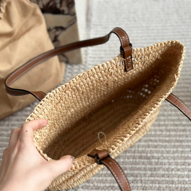 LOE 27 SUMMER WOVEN BASKET IN NATURAL RAFFIA