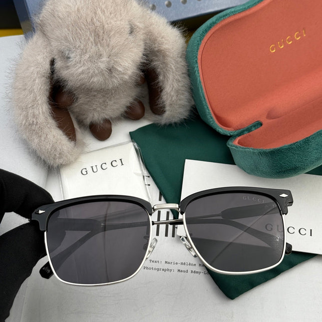 RECTANGULAR FRAME SUNGLASSES G7637 IN METAL AND ACETATE