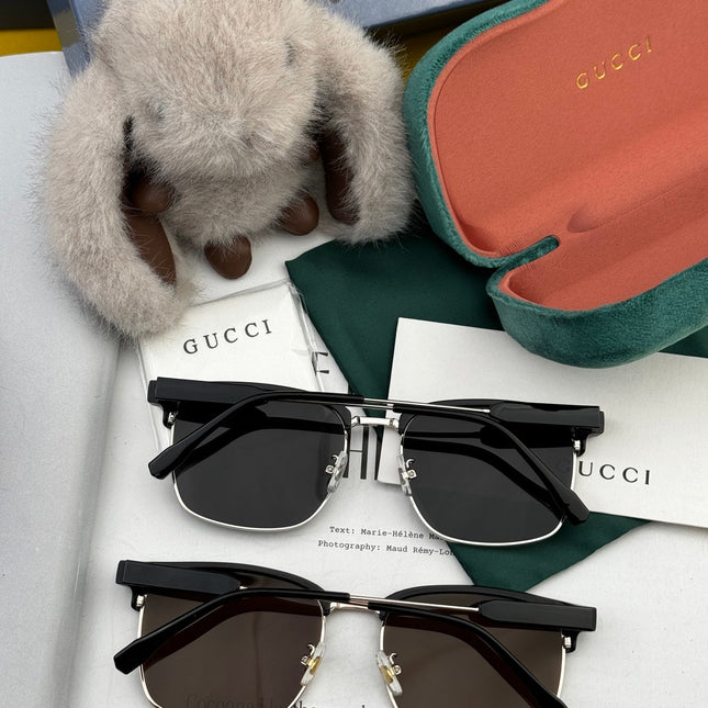 RECTANGULAR FRAME SUNGLASSES G7637 IN METAL AND ACETATE