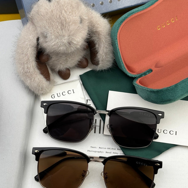 RECTANGULAR FRAME SUNGLASSES G7637 IN METAL AND ACETATE