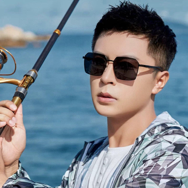 LOW NOSEBRIDGE FIT RECTANGULAR SUNGLASSES G0203 IN METAL