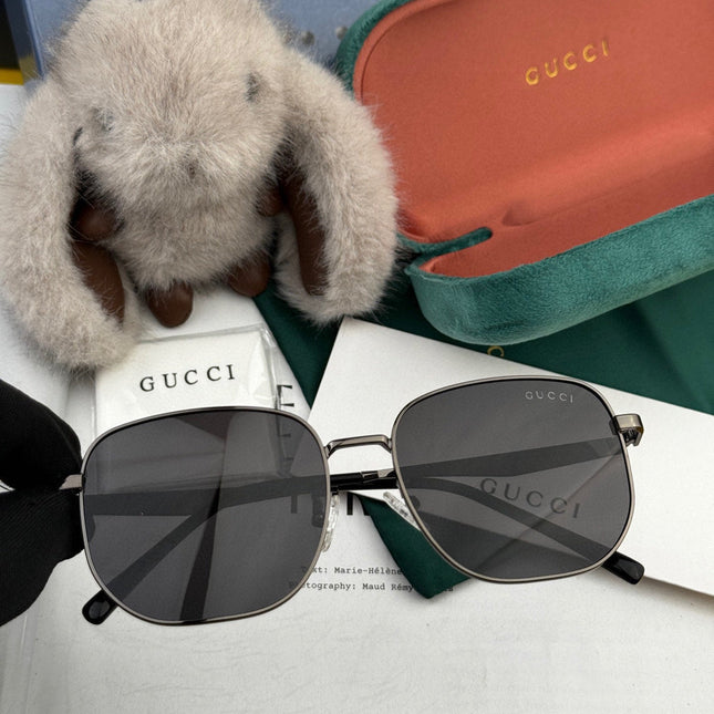 LOW NOSEBRIDGE FIT RECTANGULAR SUNGLASSES G0203 IN METAL