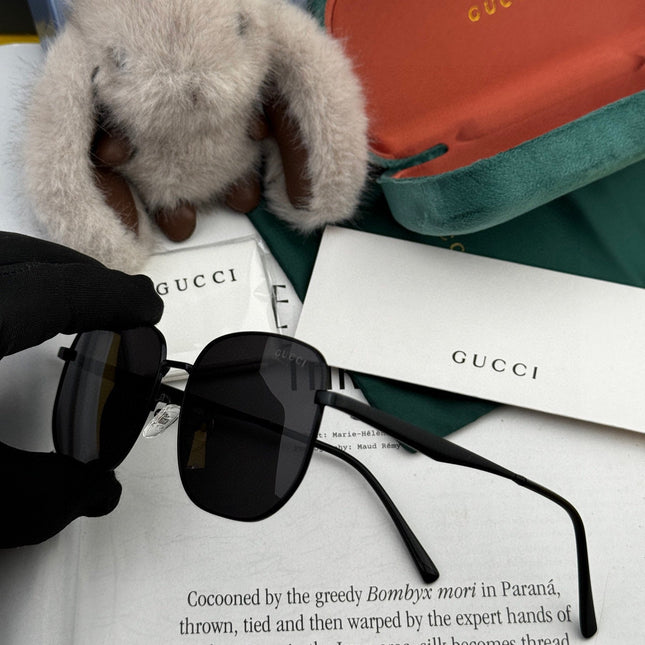 LOW NOSEBRIDGE FIT RECTANGULAR SUNGLASSES G0203 IN METAL