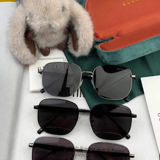 LOW NOSEBRIDGE FIT RECTANGULAR SUNGLASSES G0203 IN METAL